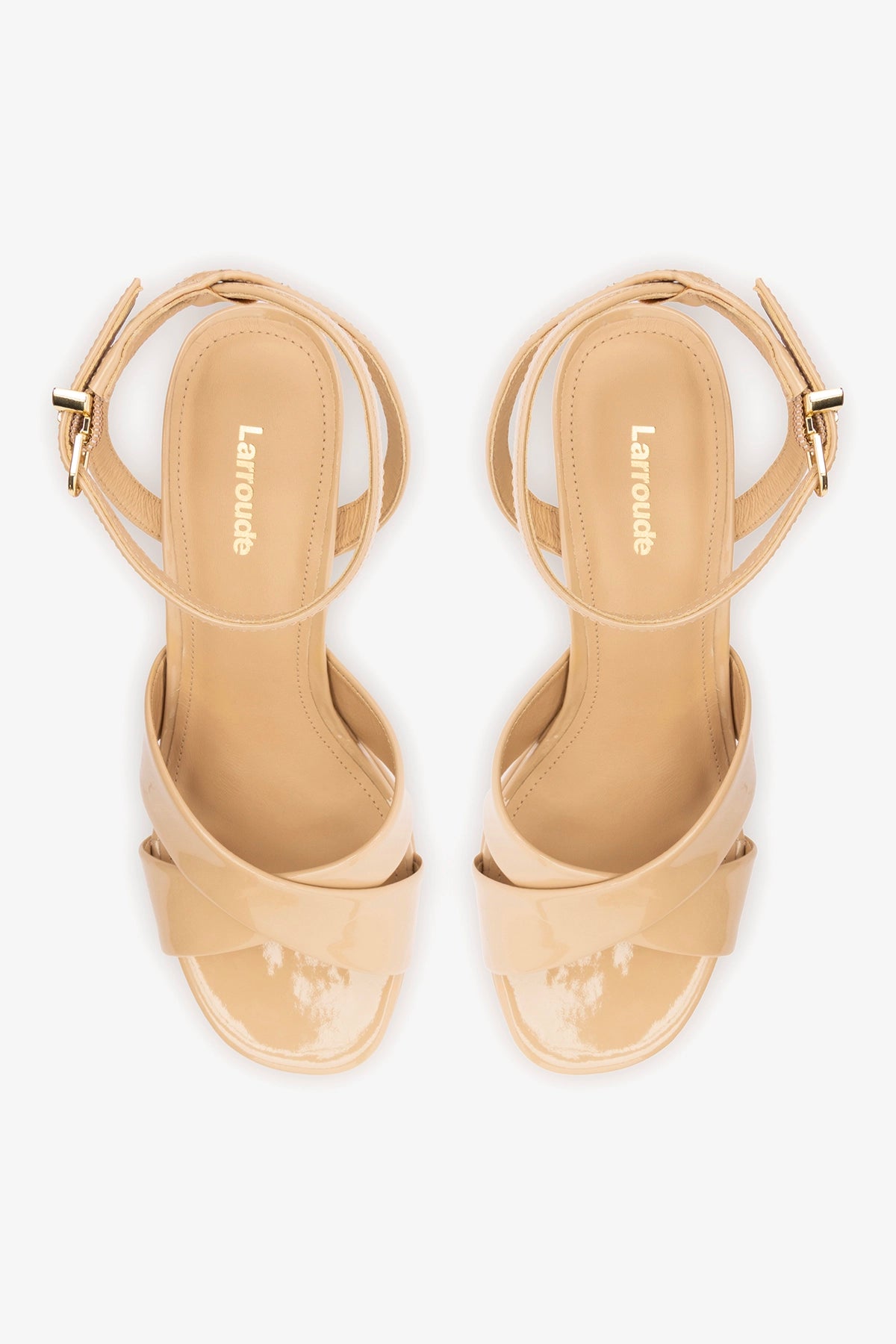 Dolly X Platform Sandal In Sand Patent Leather