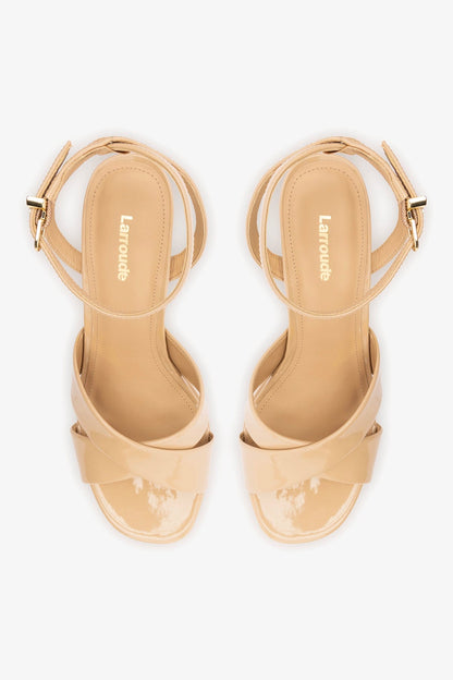 Dolly X Platform Sandal In Sand Patent Leather