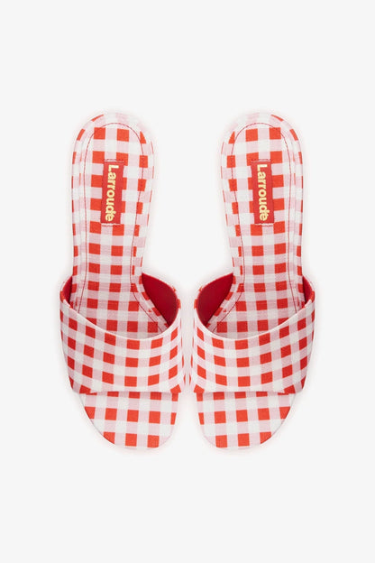 Dolly Platform Mule Scarlet Printed Fabric