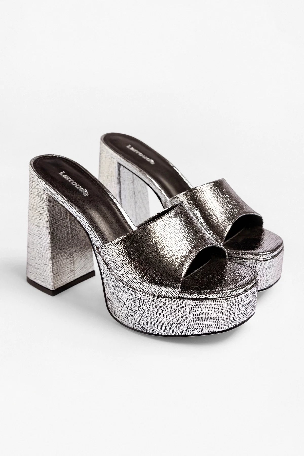 Dolly Platform Mule Silver Leather