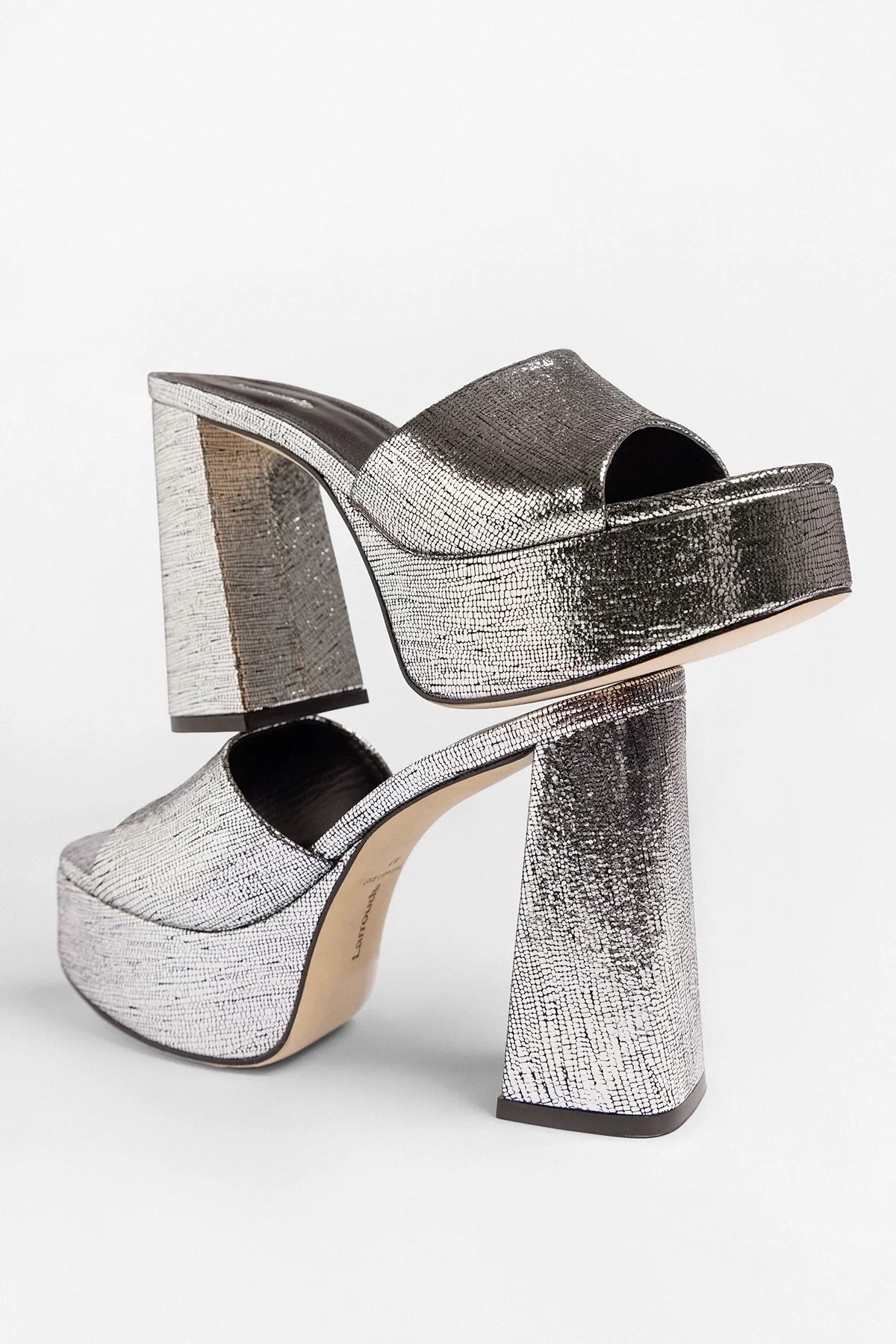Dolly Platform Mule Silver Leather