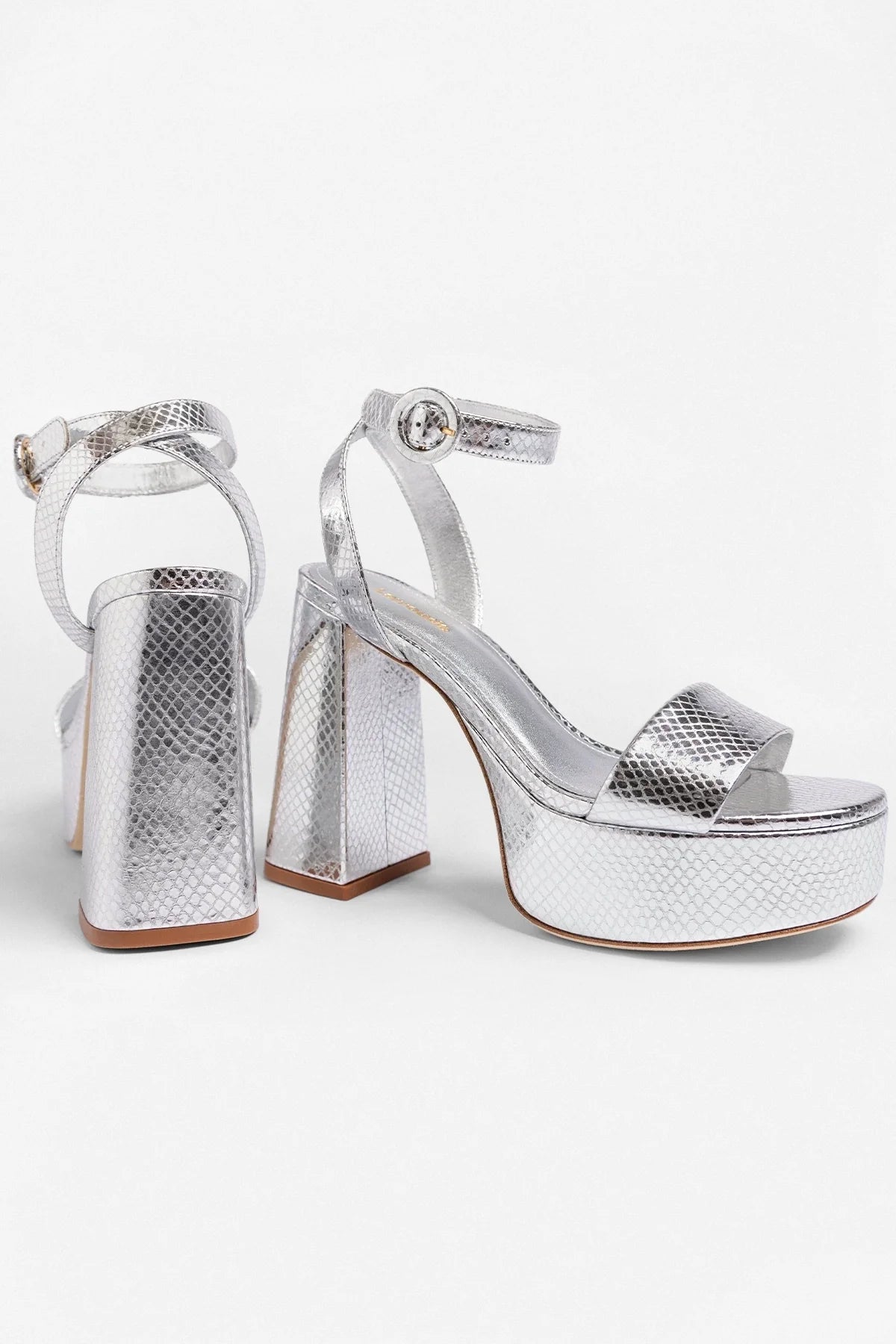 Dolly Platform Sandal Silver Snake Leather