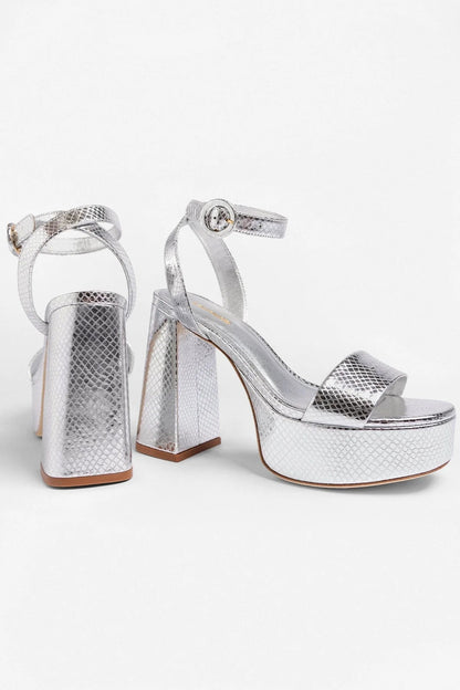 Dolly Platform Sandal Silver Snake Leather
