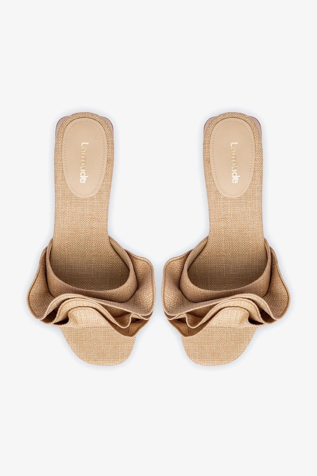Brigitte Ruffle Mule In Beige Raffia
