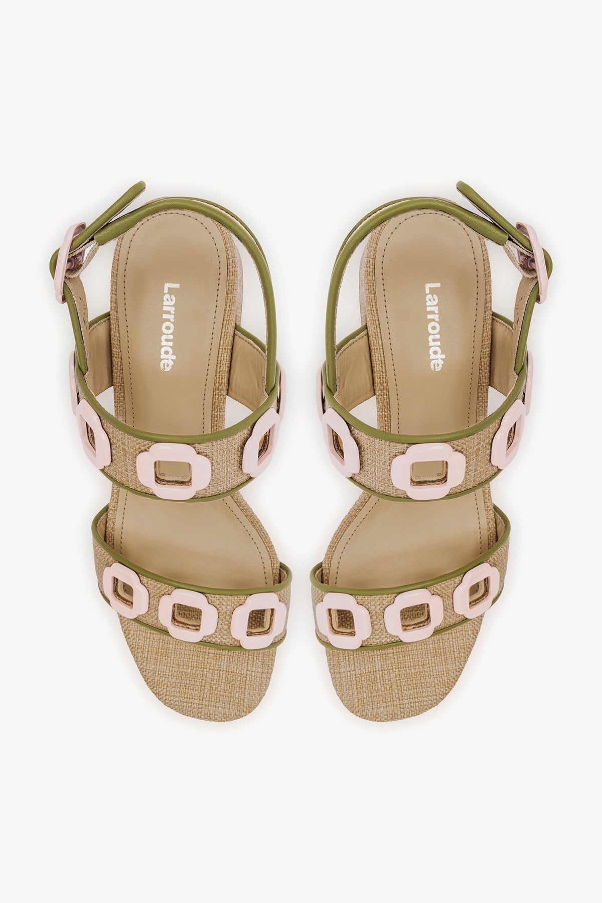 Milan Sandal In Beige Raffia and Seaweed Leather