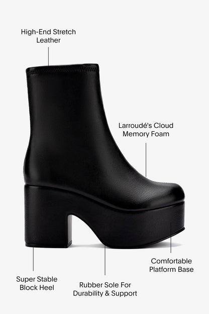 Miso Platform Boot In Black Stretch Leather