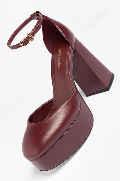 Ari Platform Pump Burgundy Leather