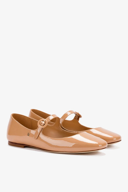 Blair Ballet Flat In Tan Patent Leather