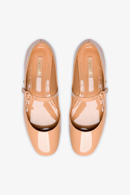 Blair Ballet Flat In Tan Patent Leather