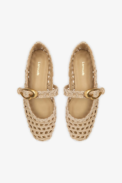 Verona Macrame In Beige Embroidered Raffia