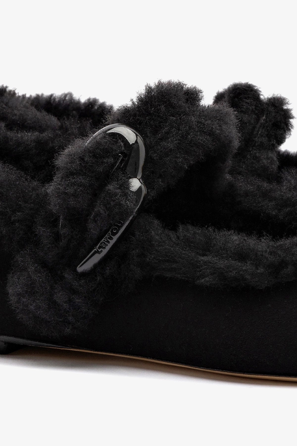 Verona Ballet Flat In Black Suede And Black Shearling