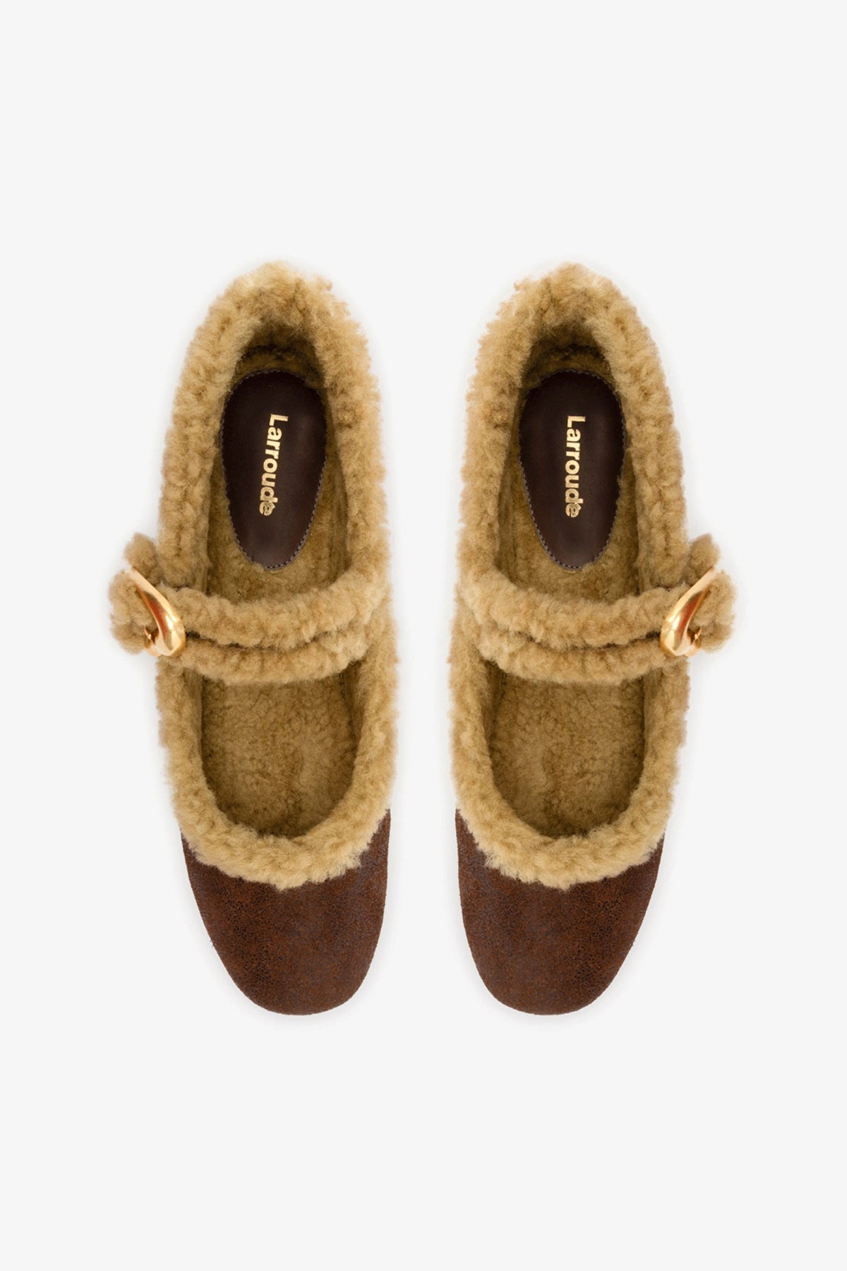 Verona Ballet Flat In Cocoa Leather And Natural Shearling