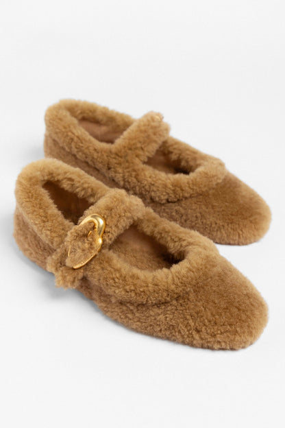 Verona Ballet Flat Latte Curly Shearling