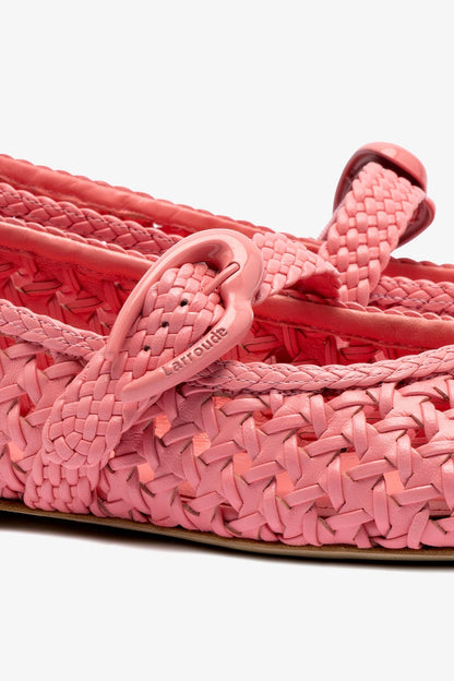 Verona Macrame Ballet Flat In Sorbet Pink Leather