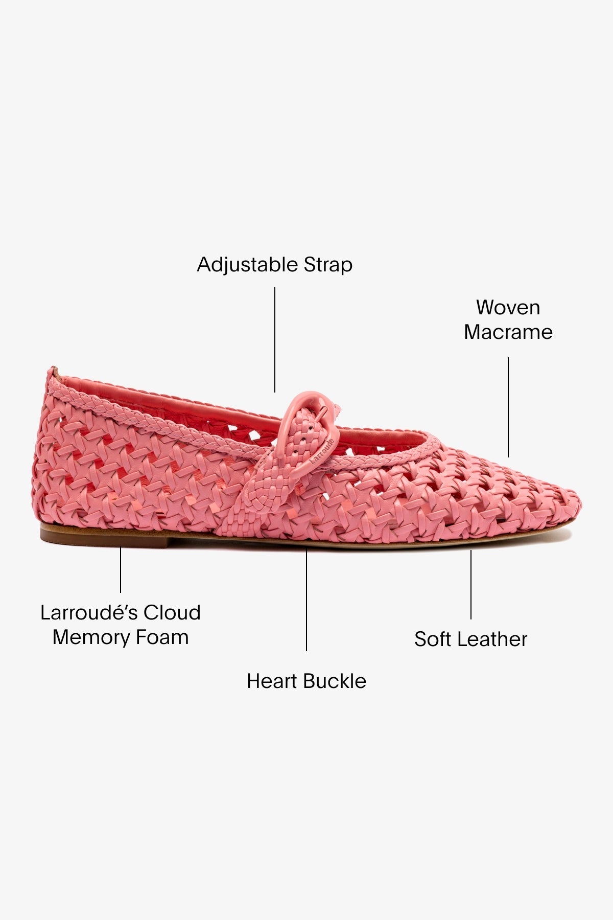 Verona Macrame Ballet Flat In Sorbet Pink Leather
