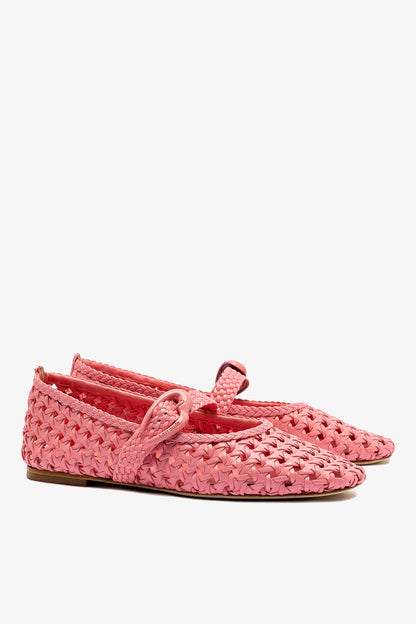 Verona Macrame Ballet Flat In Sorbet Pink Leather