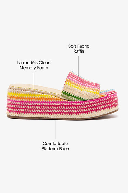 Alex Flatform Mule In Rainbow Raffia