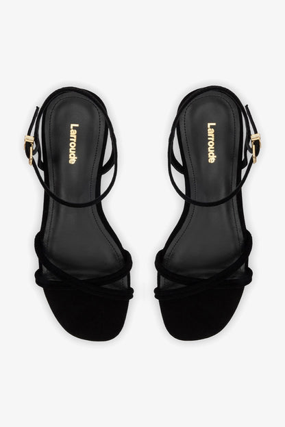 Annie Sandal Ankle Tie In Black Leather