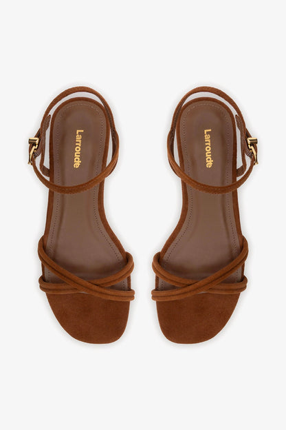 Annie Ankle Strap Sandal In Burnt Umber Leather