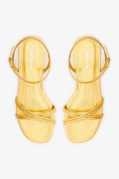 Annie Sandal Ankle Tie In Gold Metallic Leather