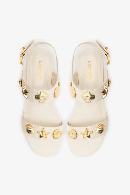 Madison Flat Sandal Ivory Leather