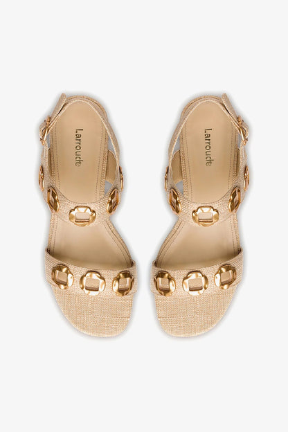 Milan Flat Sandal In Beige Raffia