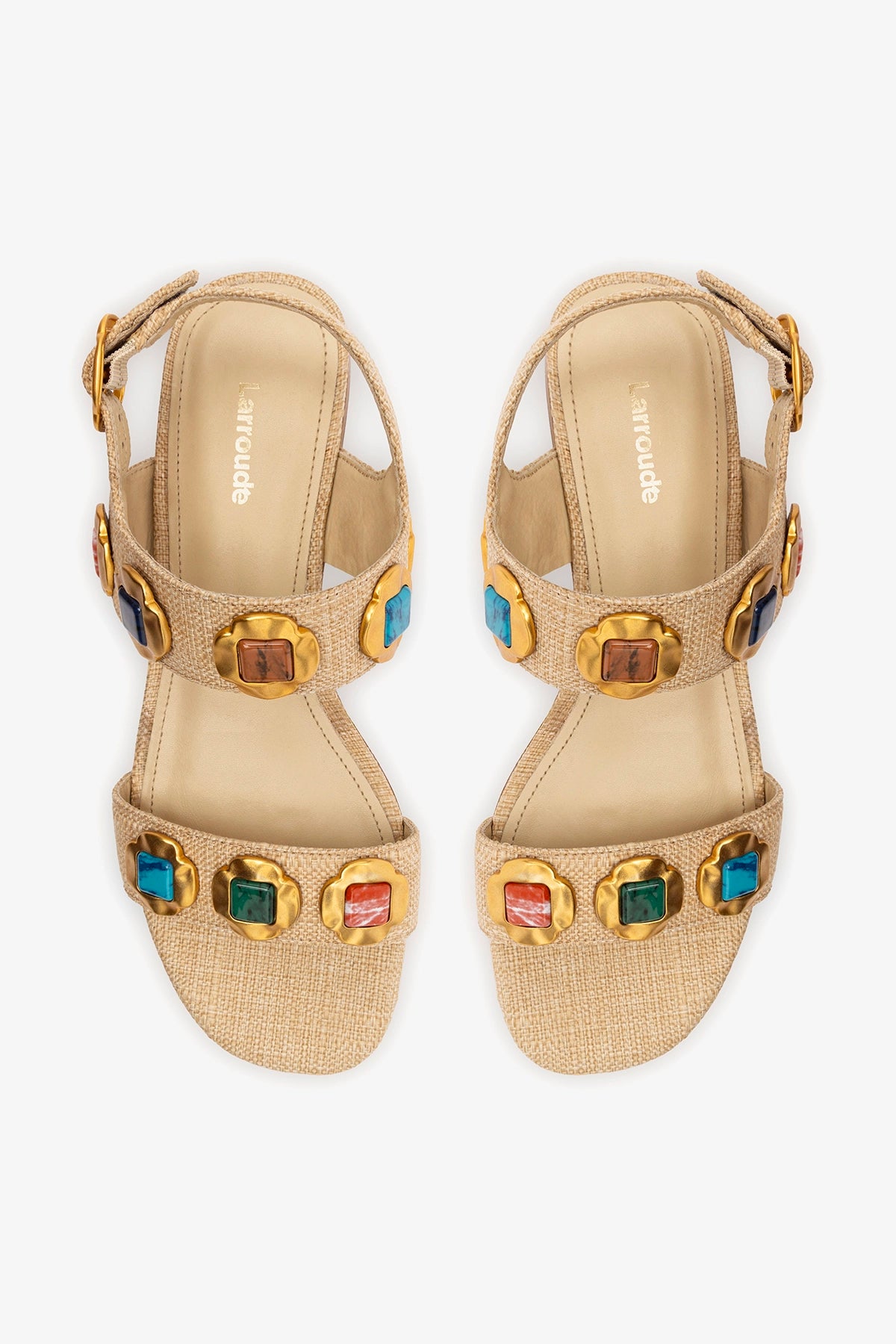 Milan Gioiello Flat In Beige Raffia