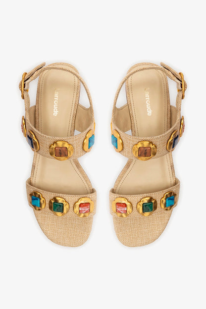 Milan Gioiello Flat In Beige Raffia