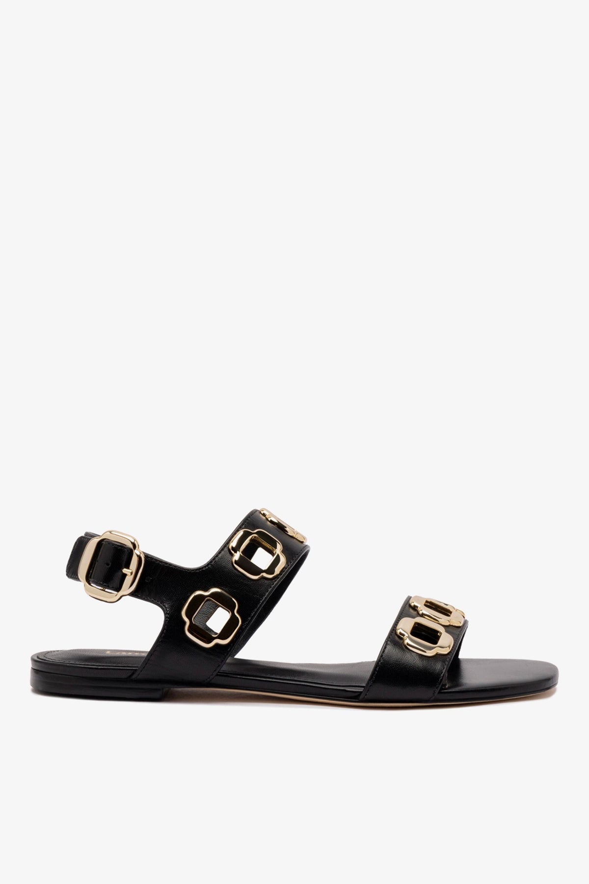 Milan Flat Sandal In Black Leather