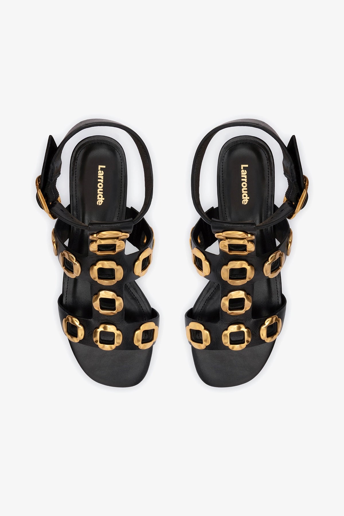 Milan Gladiator Flat In Black Leather