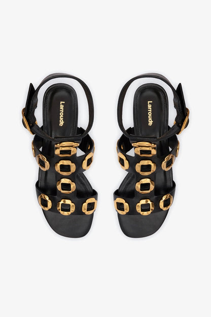 Milan Gladiator Flat In Black Leather