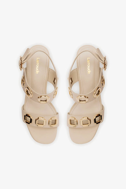 Milan Flat Sandal In Ivory Leather