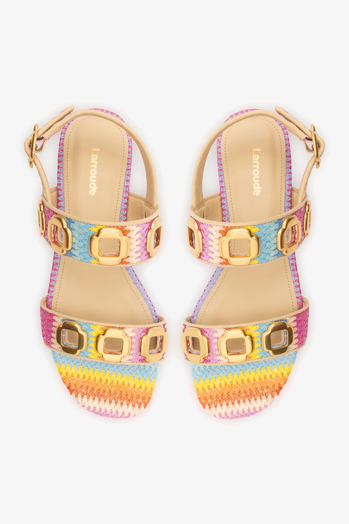 Milan Flat Sandal Rainbow Raffia