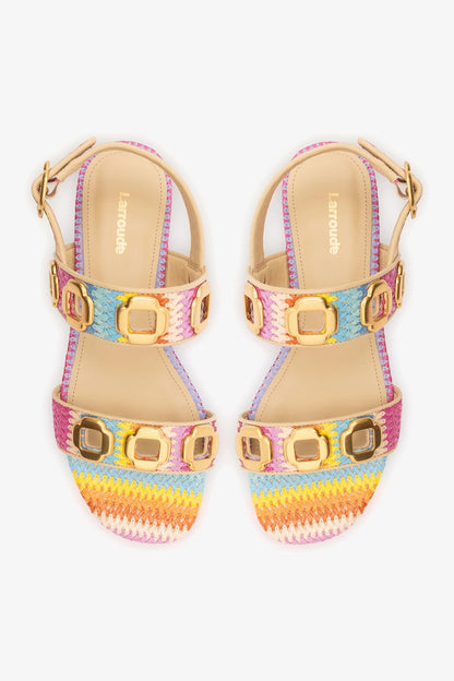 Milan Flat Sandal Rainbow Raffia