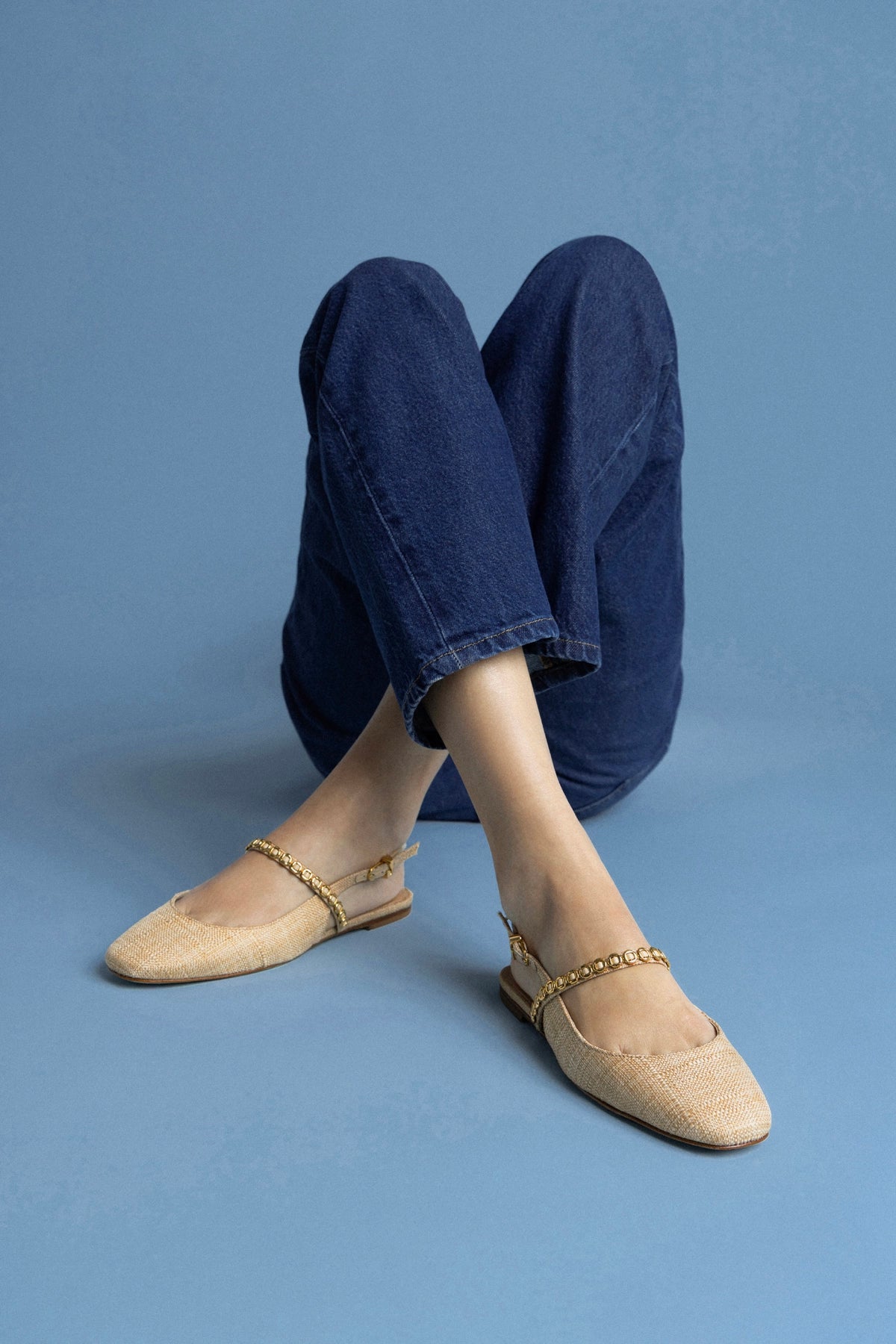 Georgina Milanina Ballet Flat In Beige Raffia