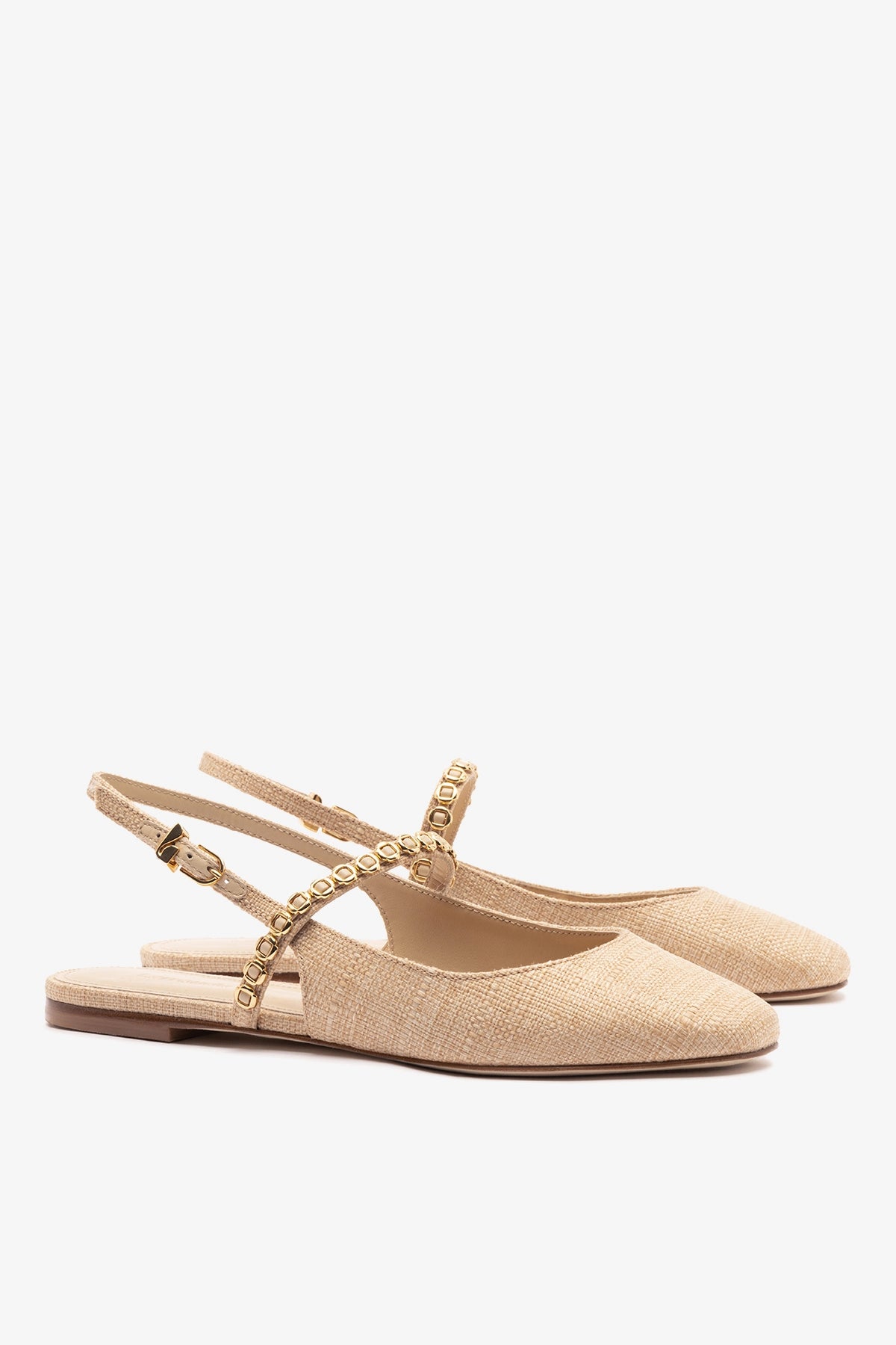 Georgina Milanina Ballet Flat In Beige Raffia
