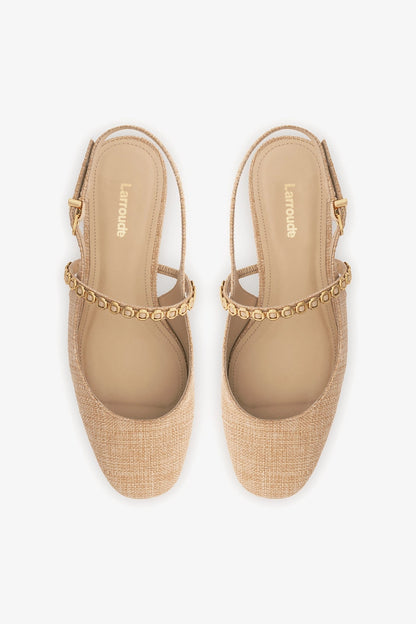 Georgina Milanina Ballet Flat In Beige Raffia