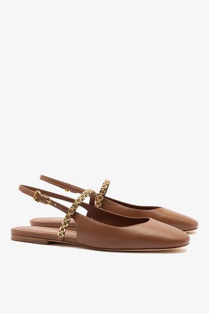 Georgina Milanina Ballet Flat In Caramel Leather