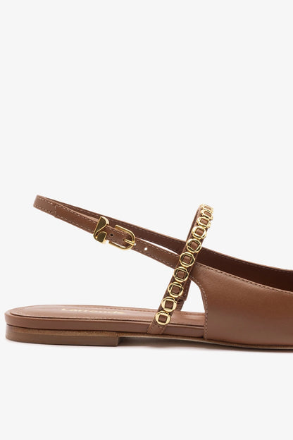 Georgina Milanina Ballet Flat In Caramel Leather