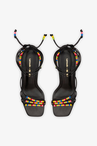 Larroudé x Ciao Lucia: Eloisa Sandal Black Leather