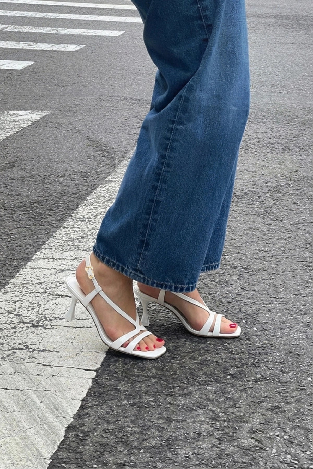 Daphne Sandal White Patent Leather