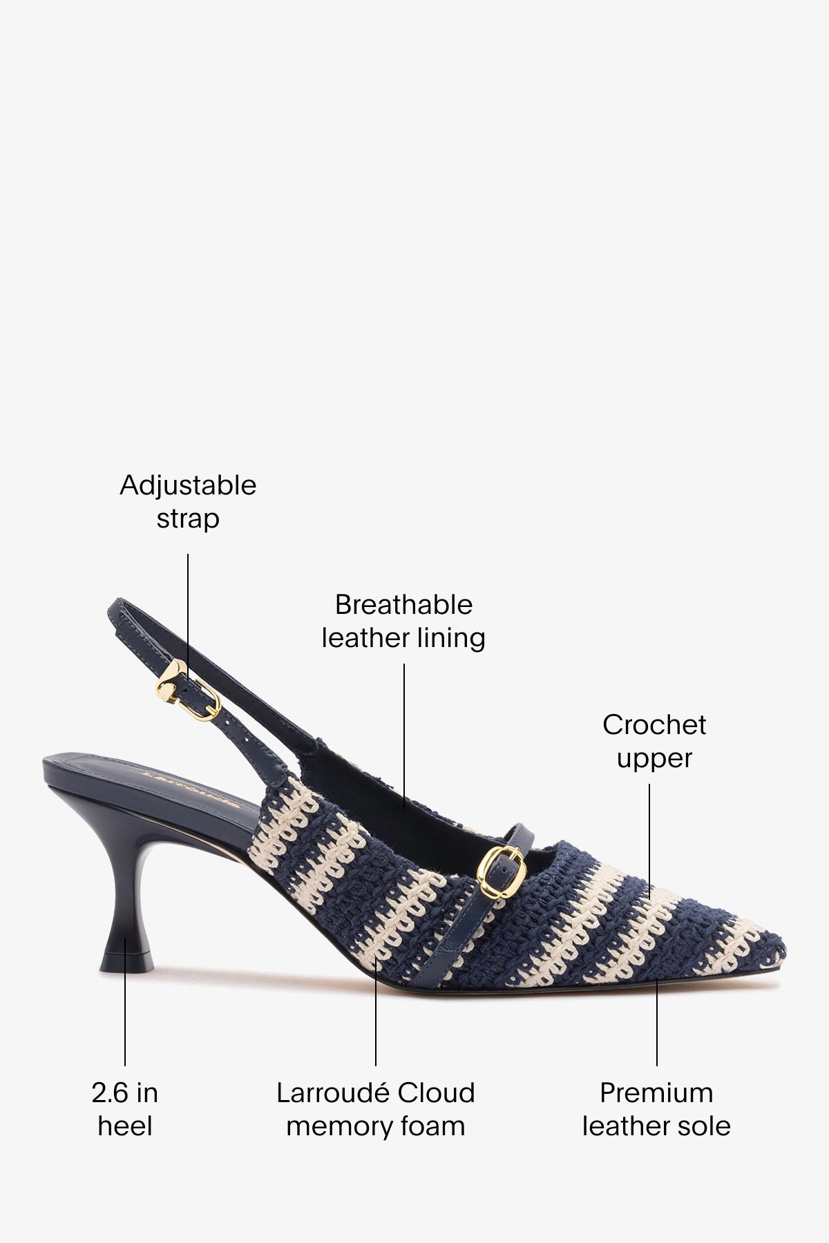 Ines Crochet Pump Striped Navy