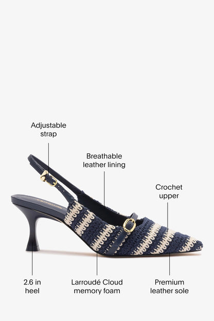 Ines Crochet Pump Striped Navy