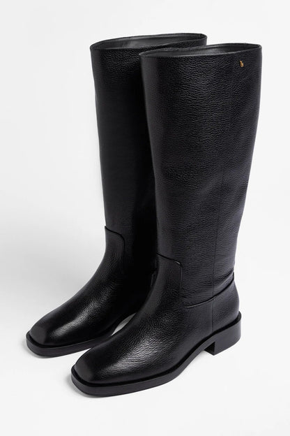 Anne Wide Boot Black Leather