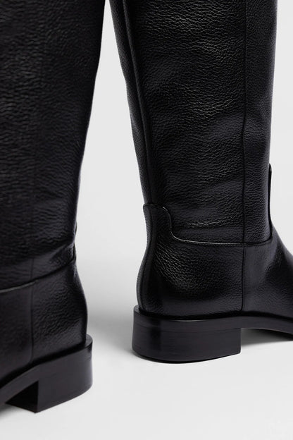 Anne Wide Boot Black Leather