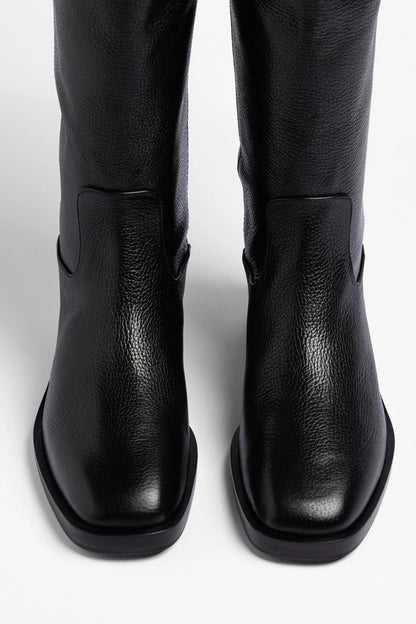 Anne Wide Boot Black Leather