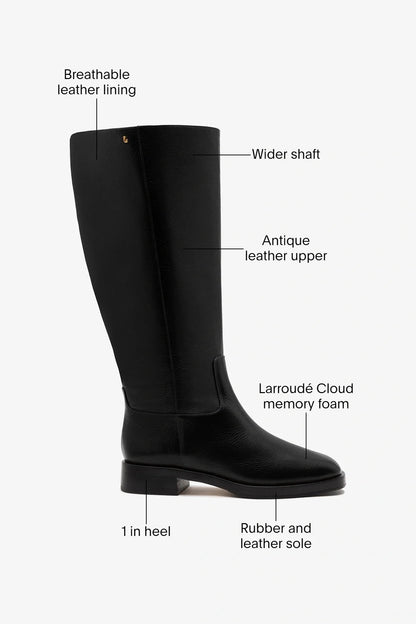 Anne Wide Boot Black Leather