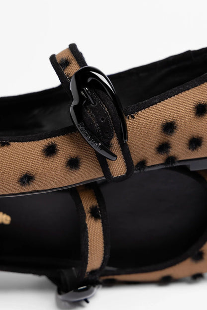 Verona Ballet Flat Cinnamon Polka Dots Fabric
