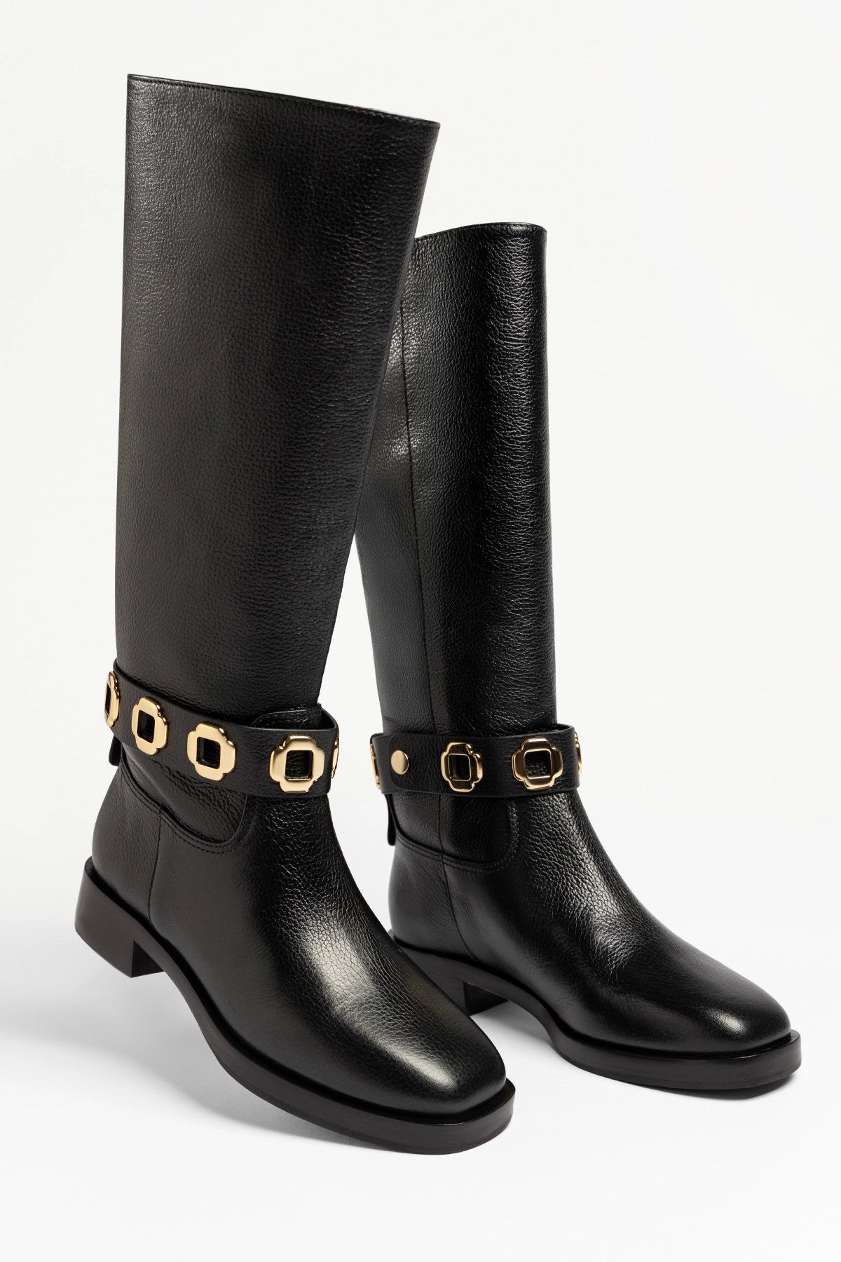 Milan Flat Boot In Black Leather