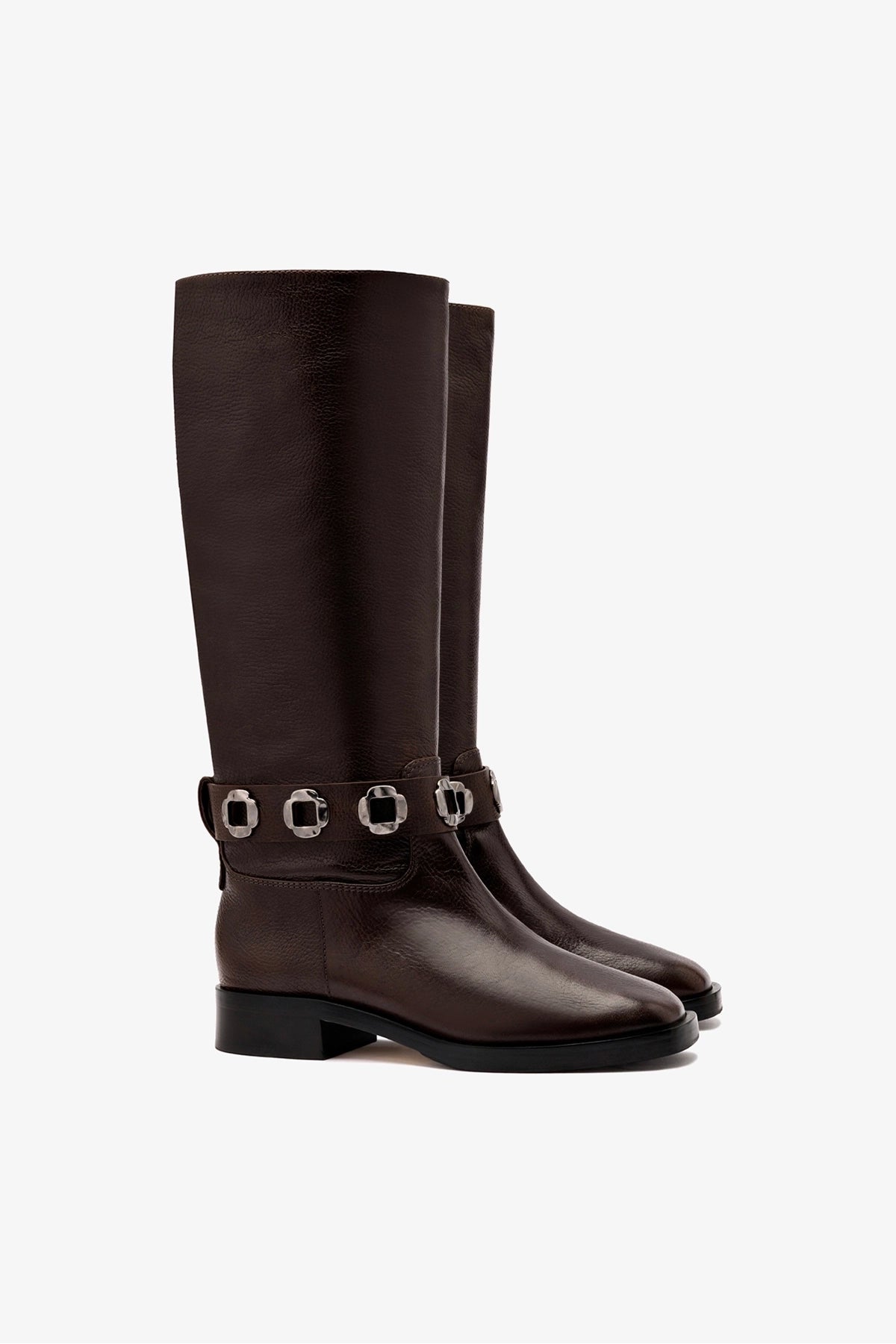 Milan Flat Boot In Brown Leather